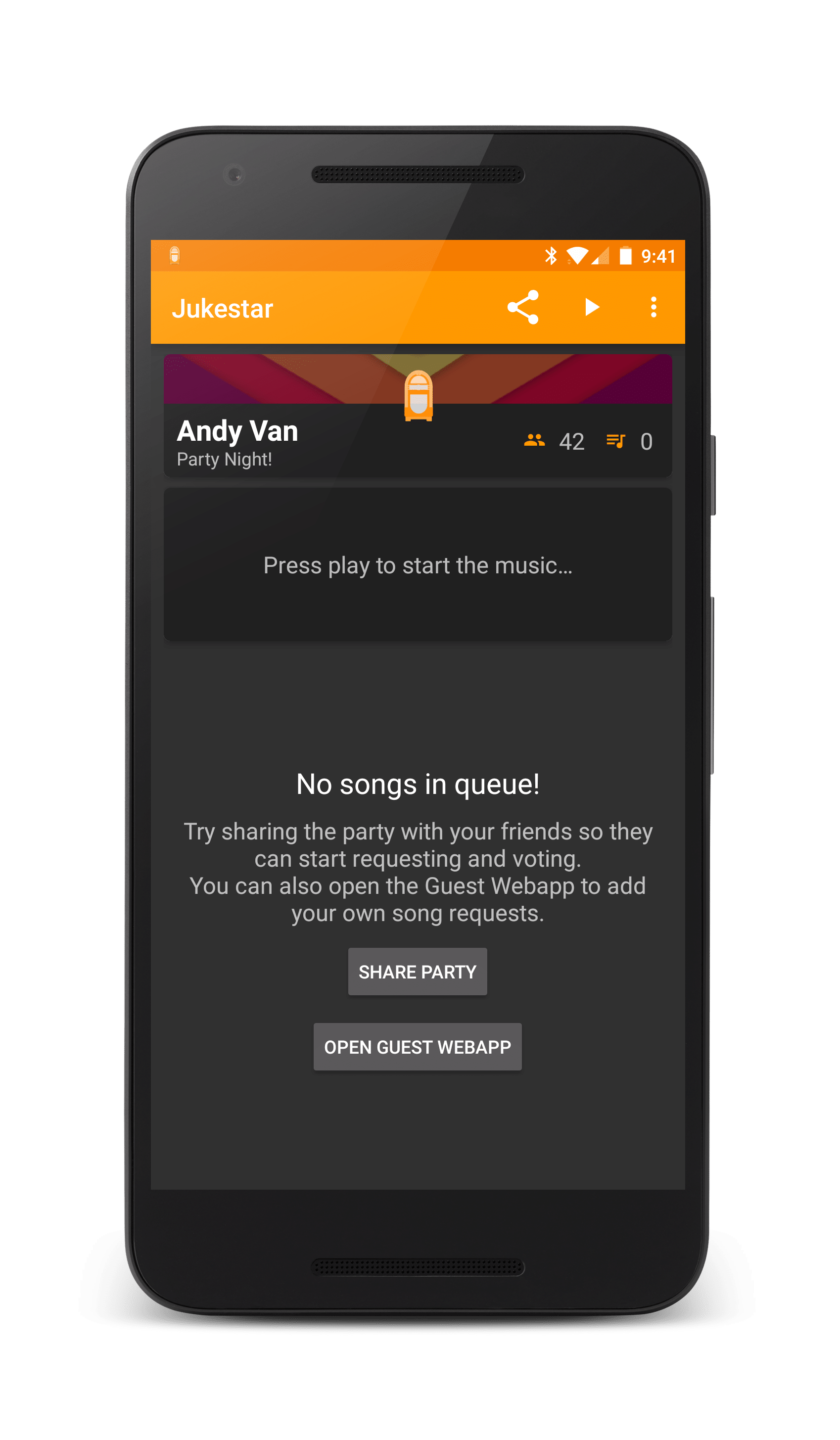 Android Spotify party DJ app Create party music playlists Jukestar