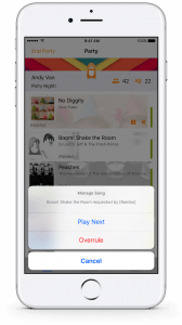 The iOS Jukestar party jukebox manages a social party playlist
