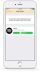 Connect your Spotify Premium account to the jukebox app.