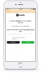 You will need to authorise Jukestar to work with Spotify, these permissions allow the app to access your playlists.